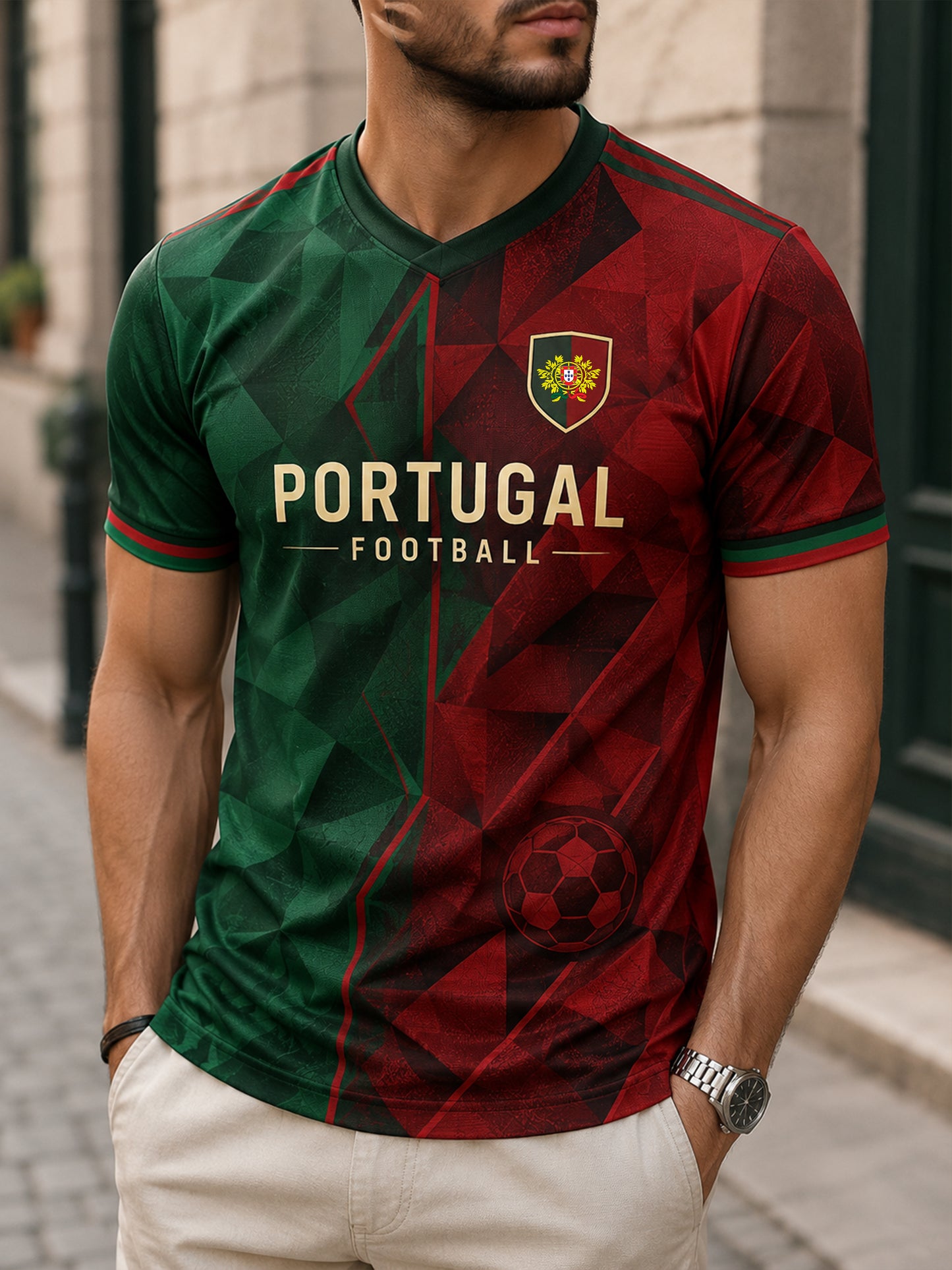 Men's Portugal Football Match Support Art Print T-Shirt