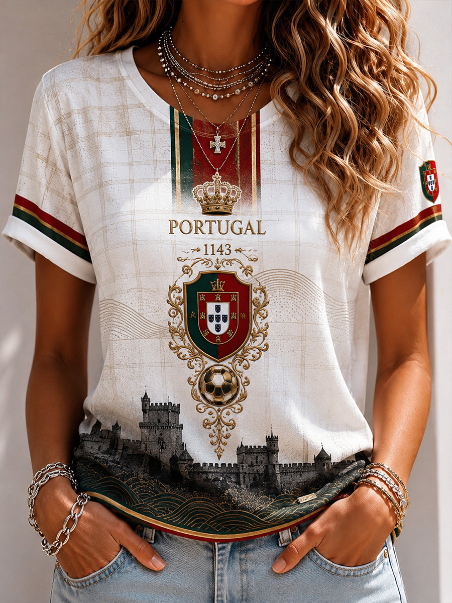 Women's Portugal Football Match Support Fan Culture Art Print T-Shirt