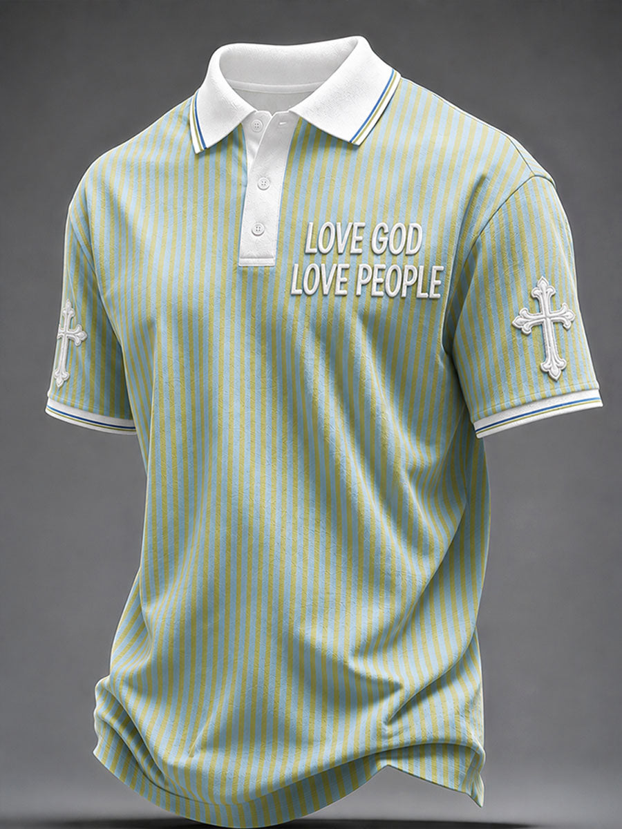 Men's"Love God Love People" Faith Casual Polo Shirt