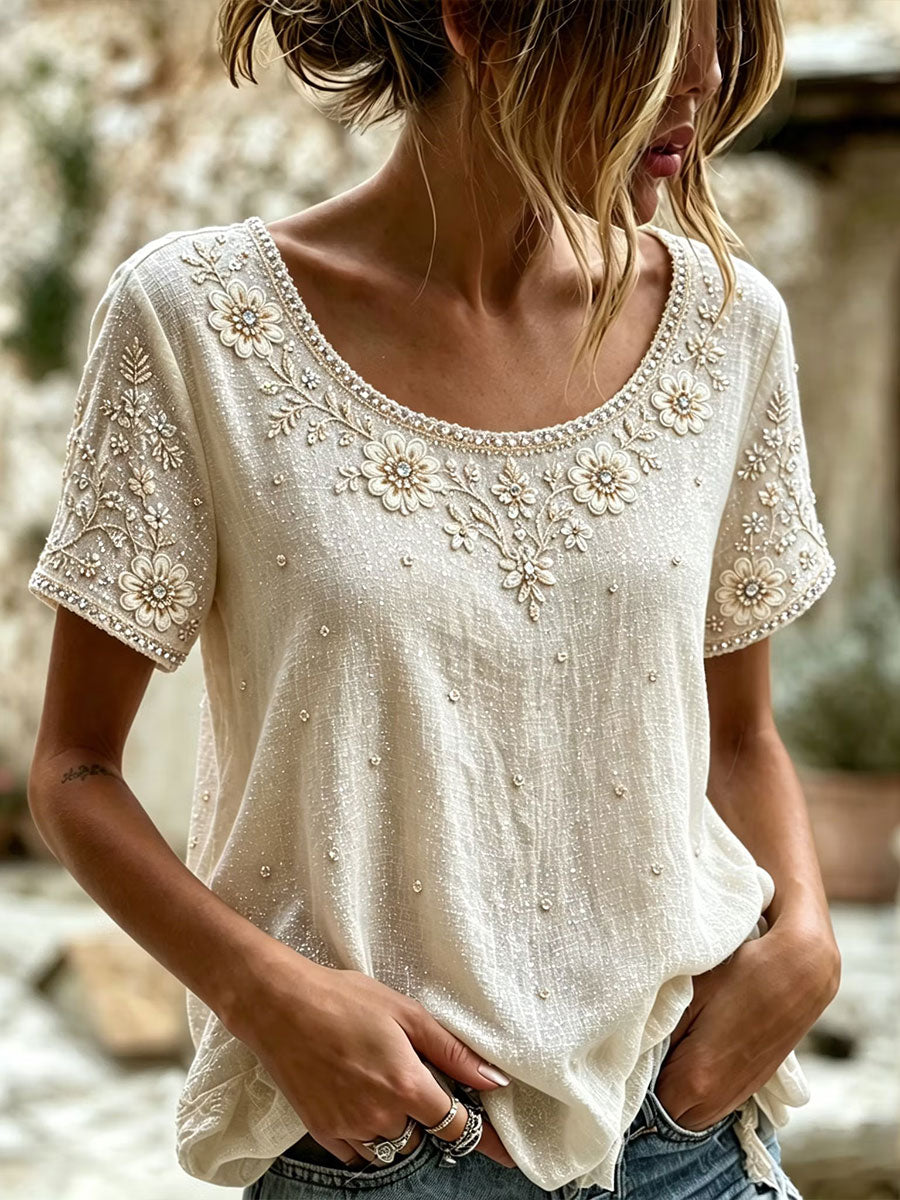 Women's Elegant Cotton-Linen Top