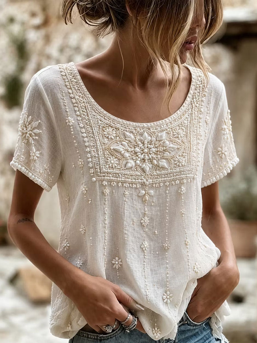 Women's Elegant Cotton-Linen Top