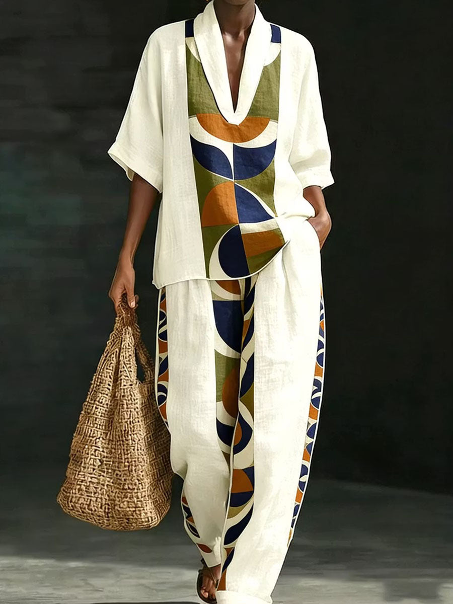 Women's African Art Cotton Linen Set