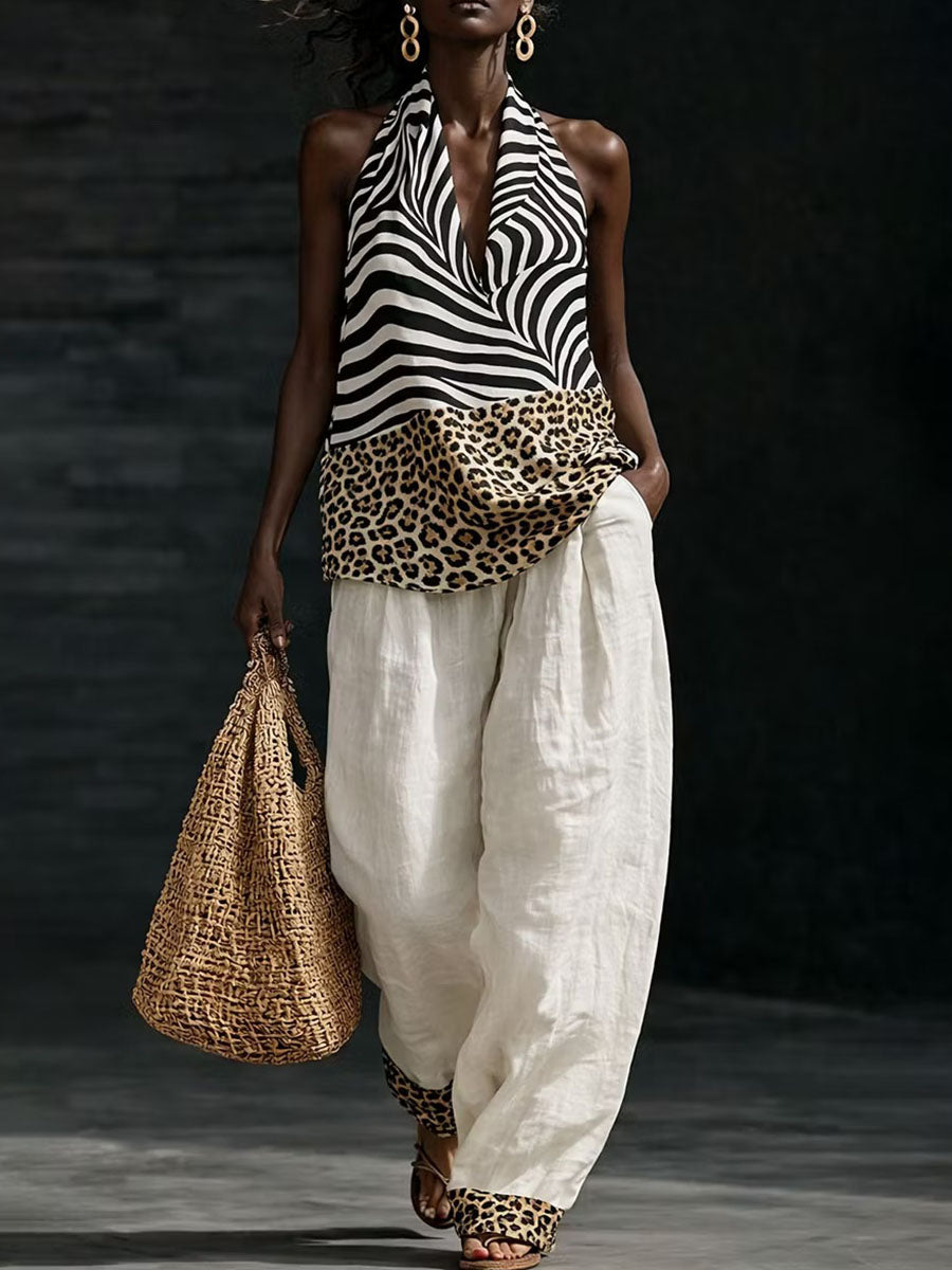 Women's Africa Art Cotton Linen Set