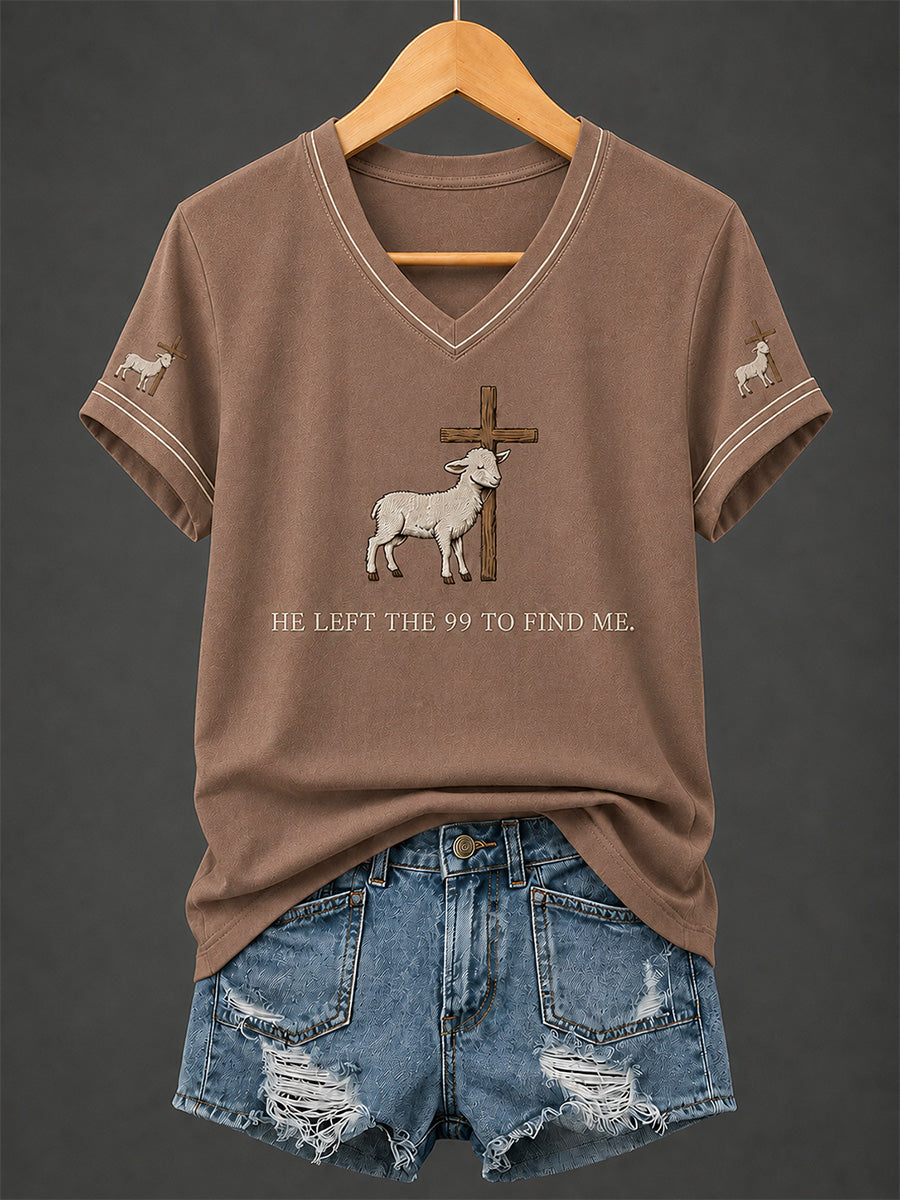 Women's Christian Off To Praise The Lord Print Casual V-Neck Tee