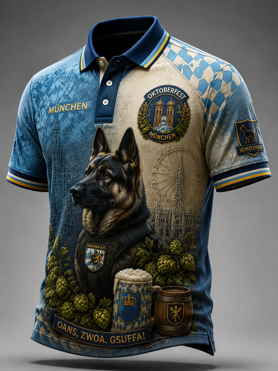 Retro Munich-Style Casual Polo Shirt for Beer Lovers