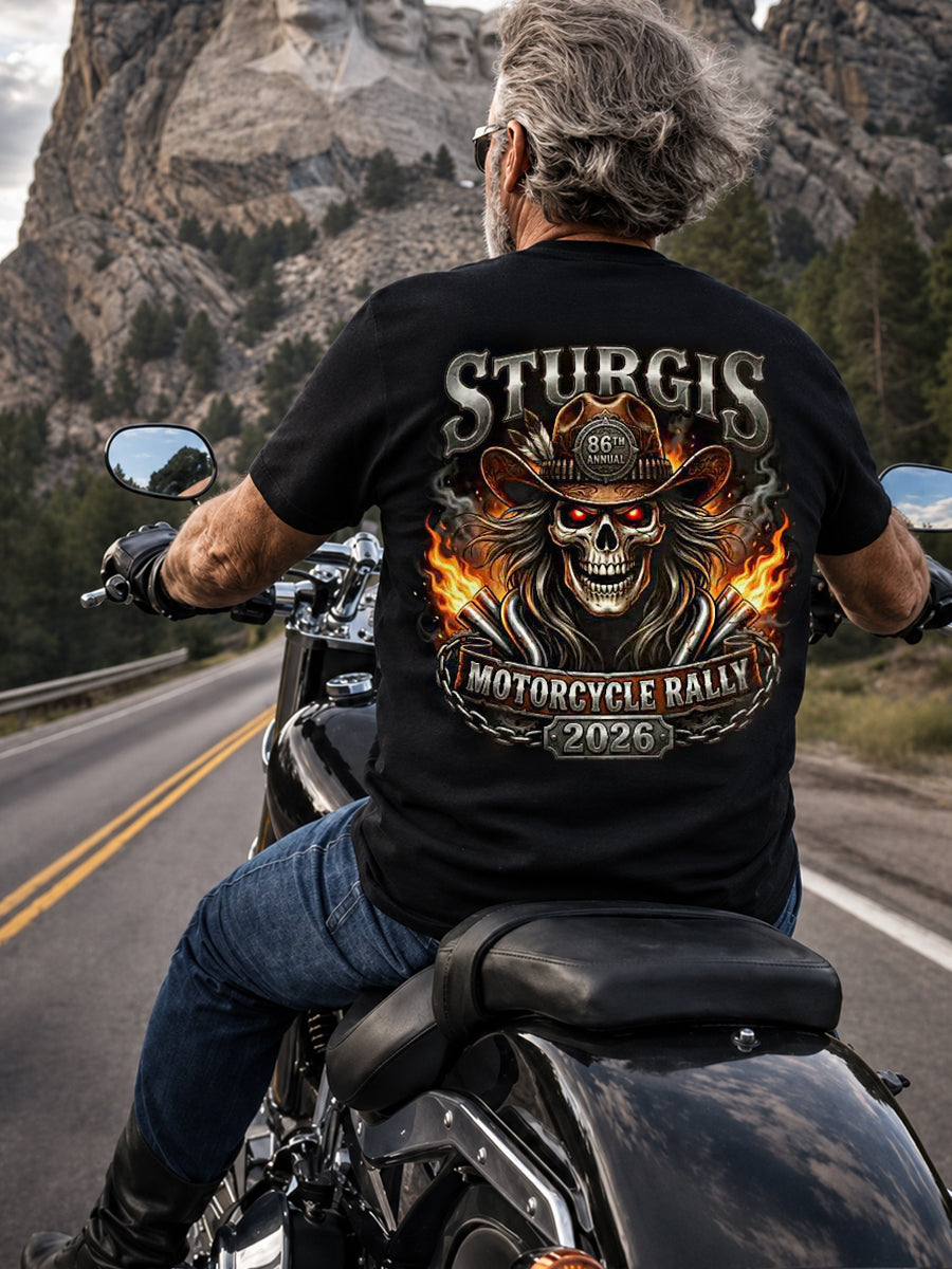 Men’s Sturgis Motorcycle Rally Skull Back Graphic Tee