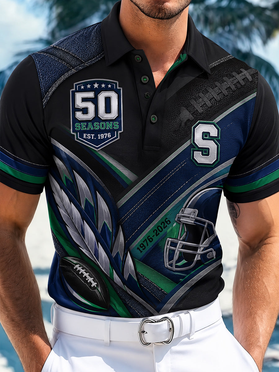 Men's Seattle Football Team 50th Anniversary Art Print Polo