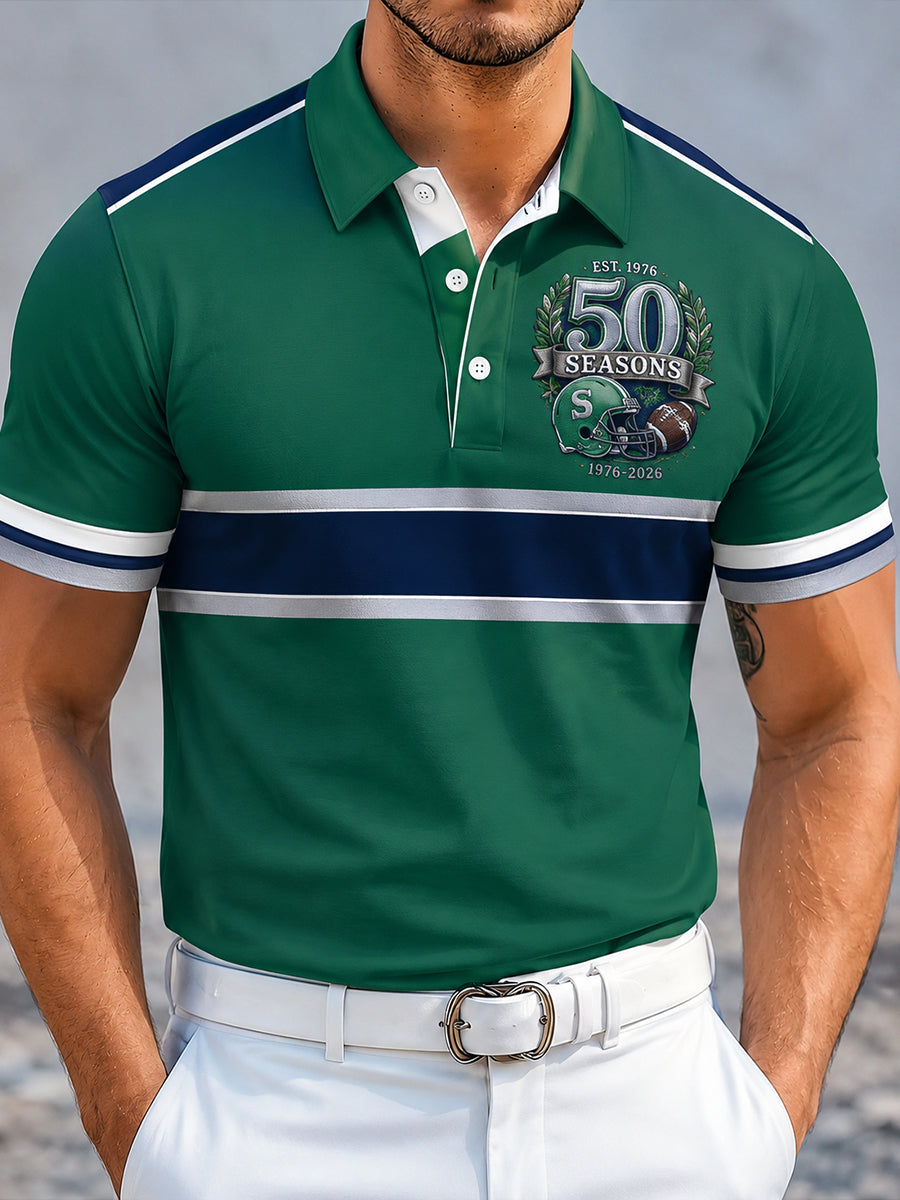 Men's Seattle Football Team 50th Anniversary Art Print Polo