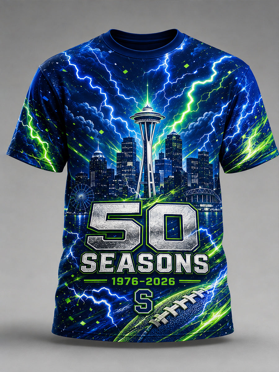 Men's Seattle Football Team 50th Anniversary Art Print T-Shirt