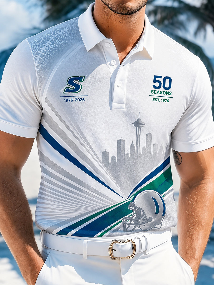 Men's Seattle Football Team 50th Anniversary Art Print Polo