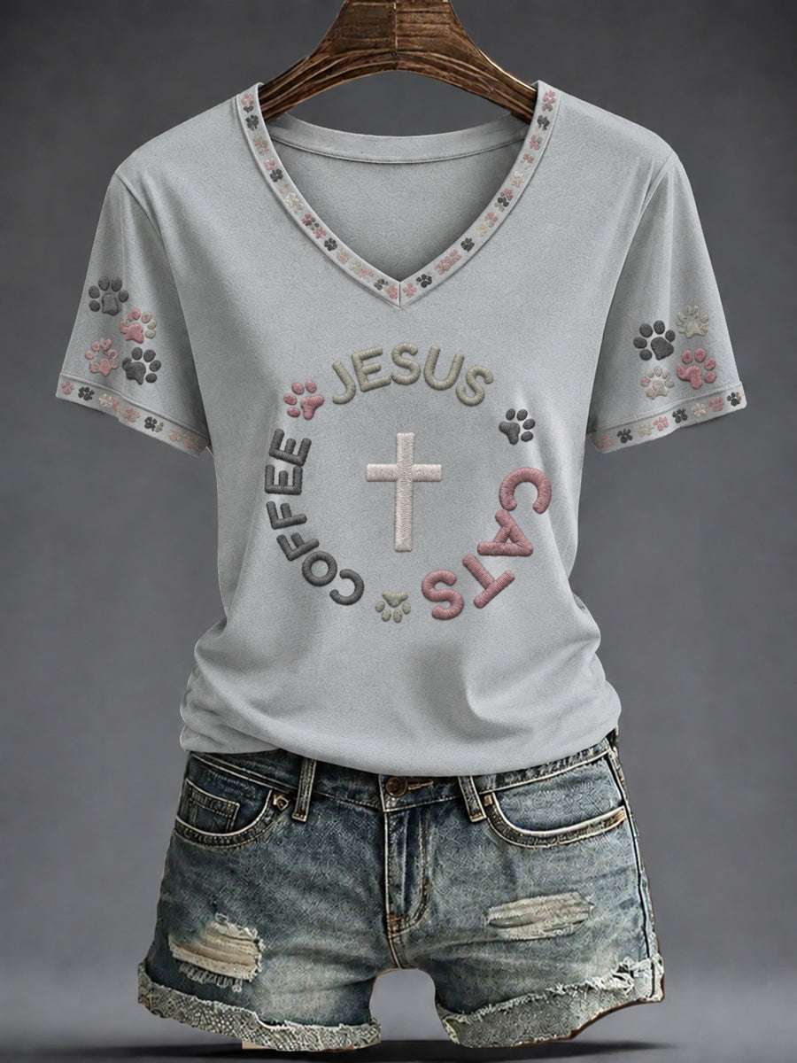 Women's Faith Printed V-neck T-shirt