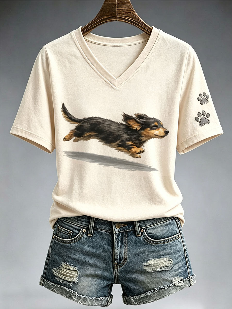Women's Cute Running Dachshund T-Shirt