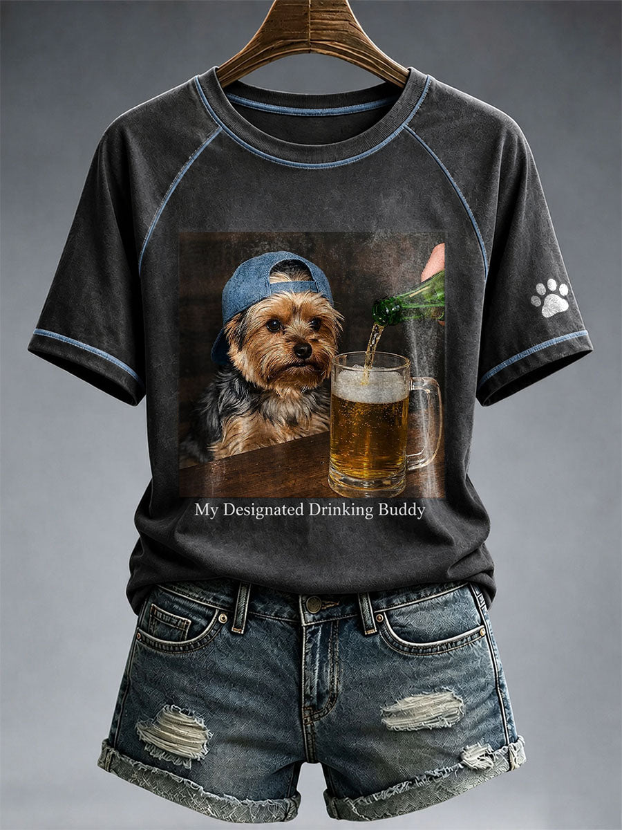 Women's My Designated Drinking Buddy Yorkshire Terrier T-Shirt