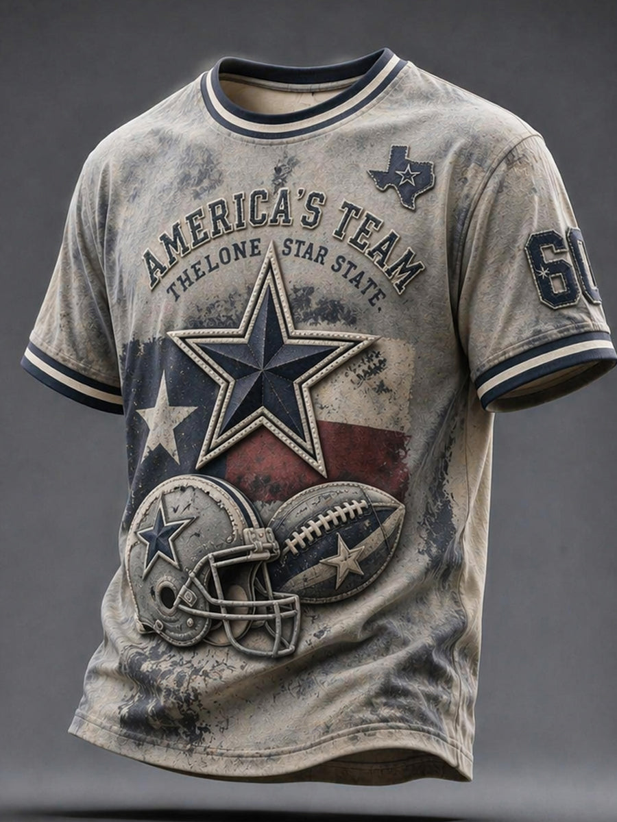 Men’s Rugby Dallas Cowboys Printed Casual Short-Sleeve T-Shirt