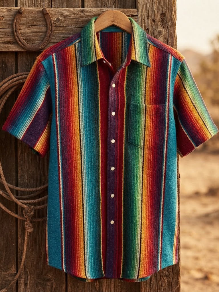 Men's Retro Western Printed Cotton Shirt