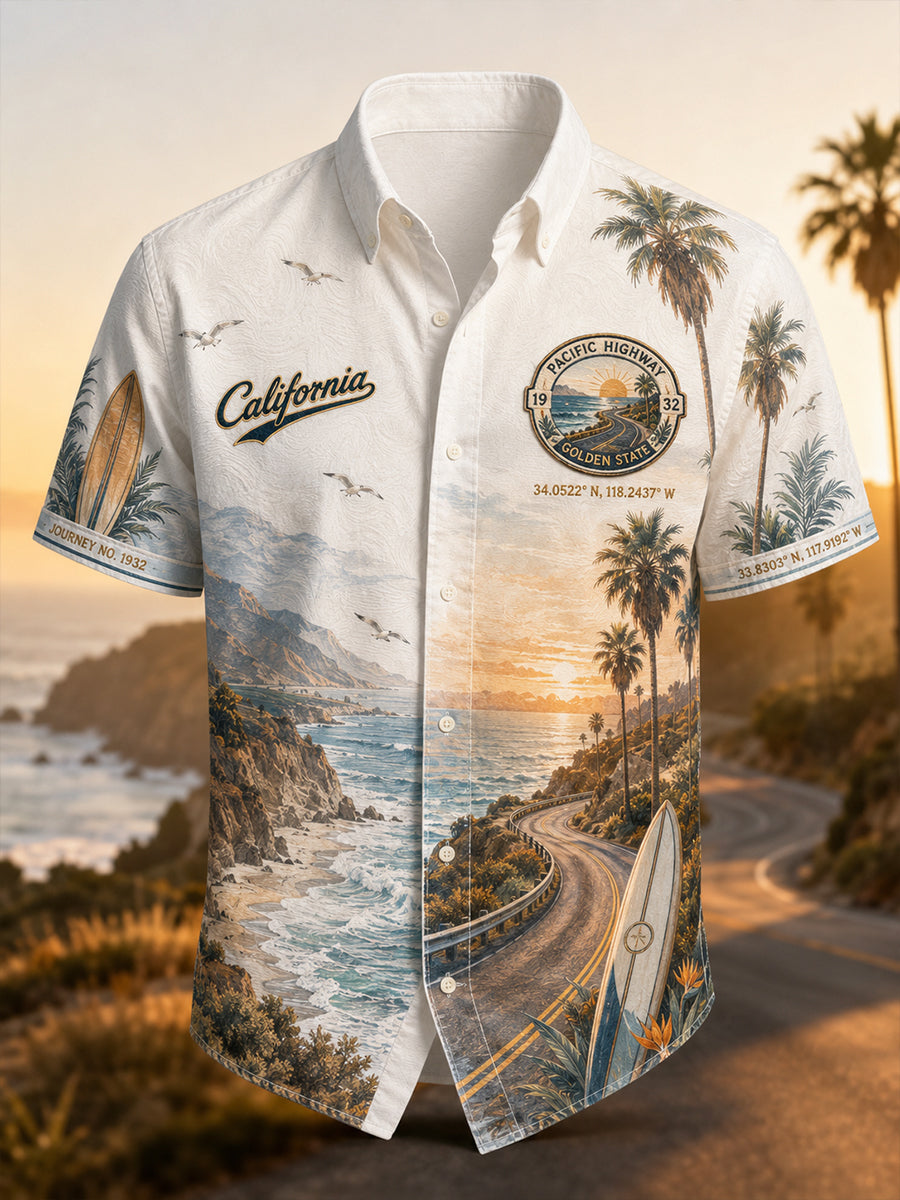 Men's California Casual Beach Shirt Short Sleeve