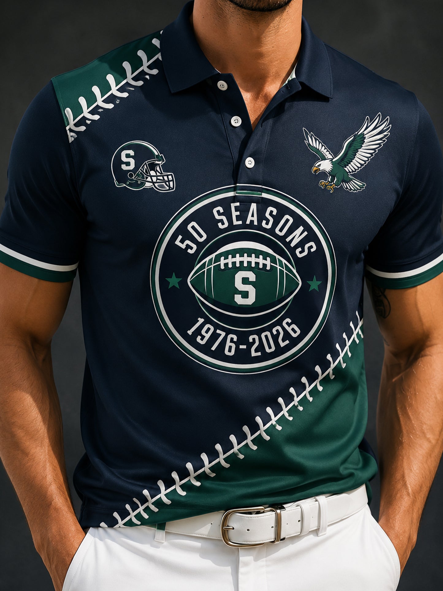 Men's Seattle Seahawks 50th Anniversary Art Print Polo