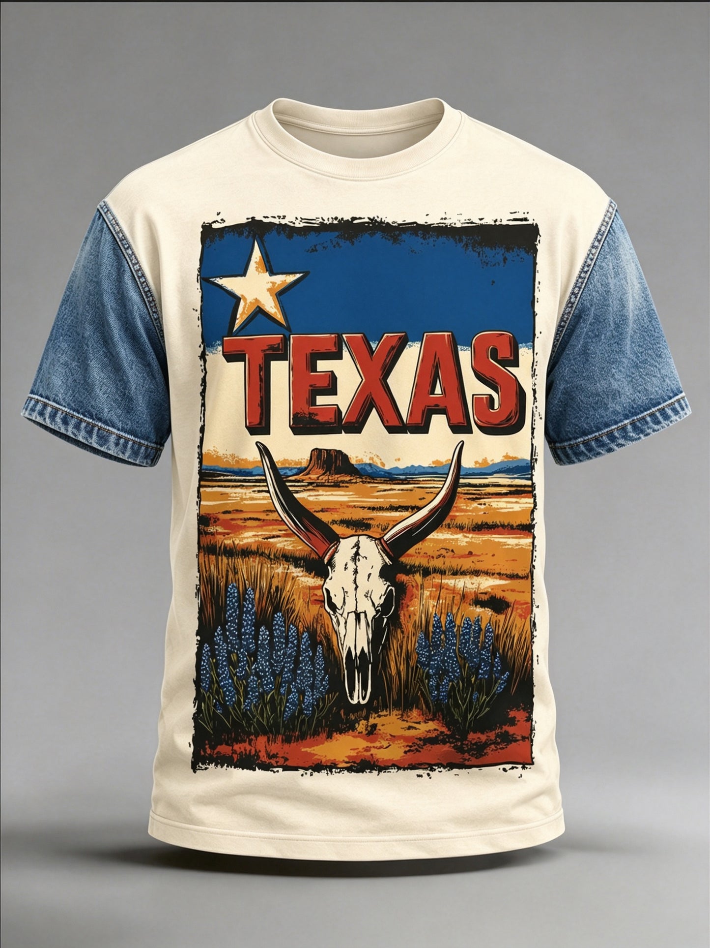 Men's Texas West Cowboy Art Print T-Shirt
