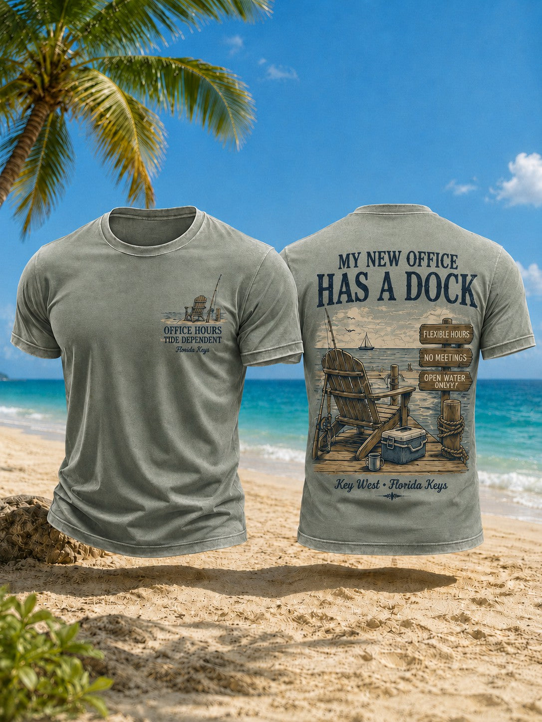 Men's MY NEW OFFICE HAS A DOCK Printed T-shirt