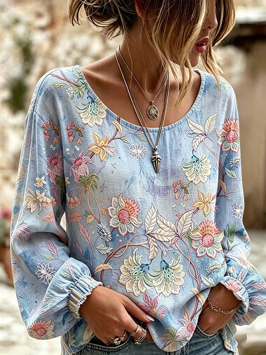 Women's Elegant Cotton-Linen Top