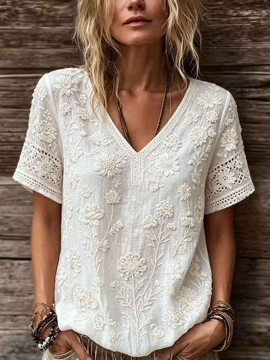 Women's Elegant Cotton-Linen Top