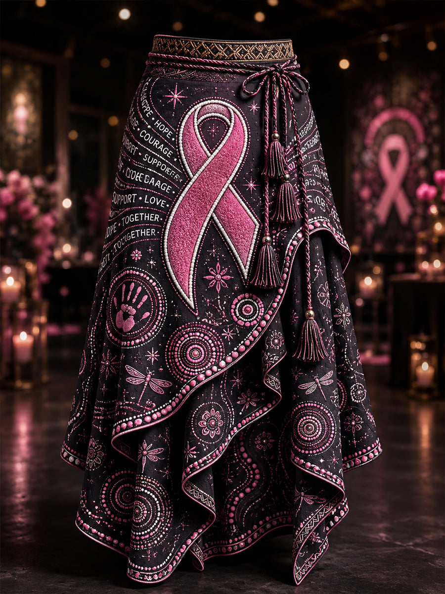 Women's Breast Cancer Awareness Australia Art Printed Irregular Skirt