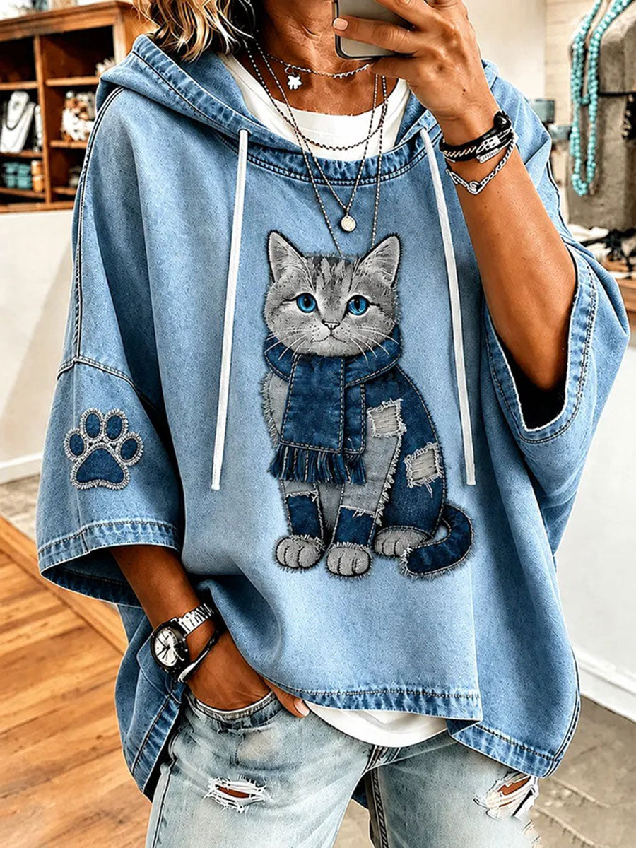 Women's Cat Print Art Casual Top