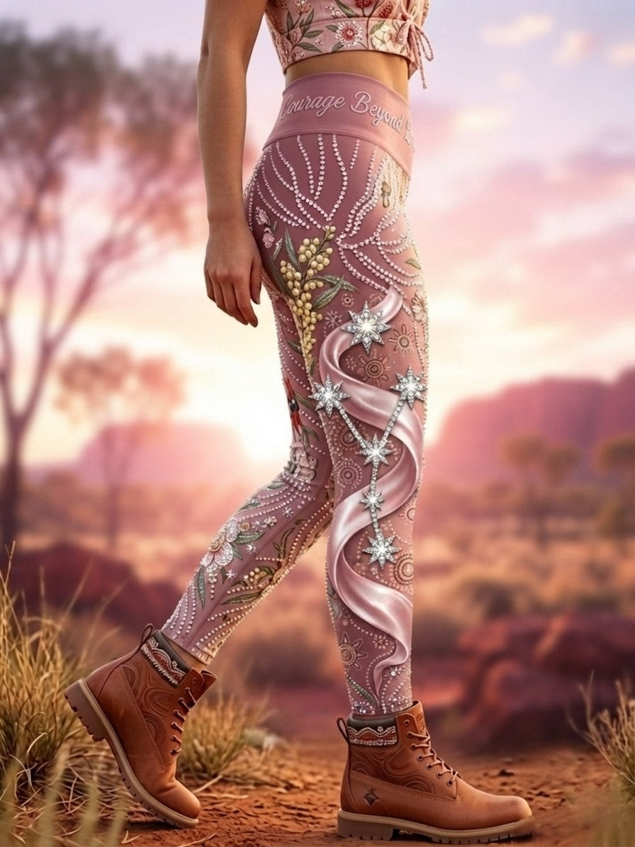 Women's Australian Breast Cancer Awareness Art Sports Stretch Leggings