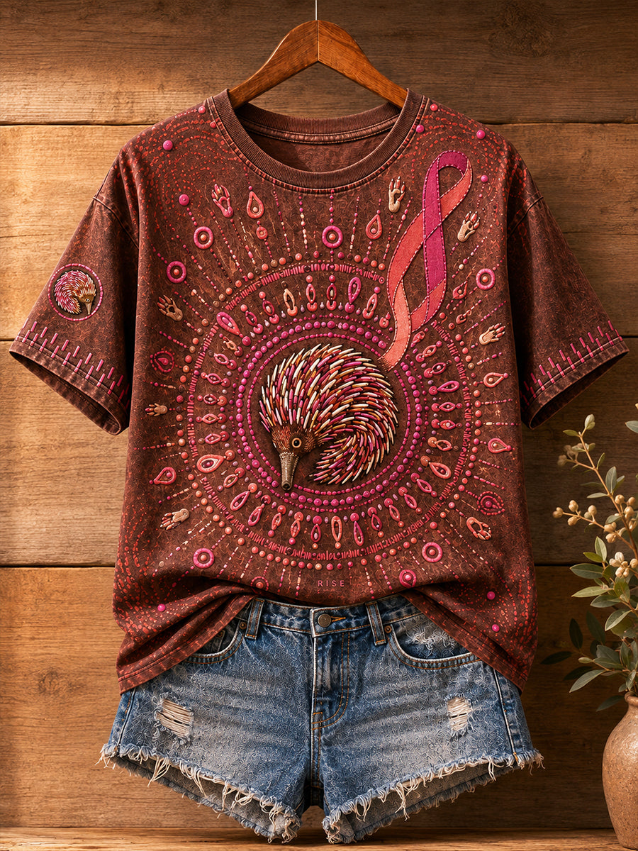 Women's Australia Pink Art Breast Cancer Awareness Printed T-shirt