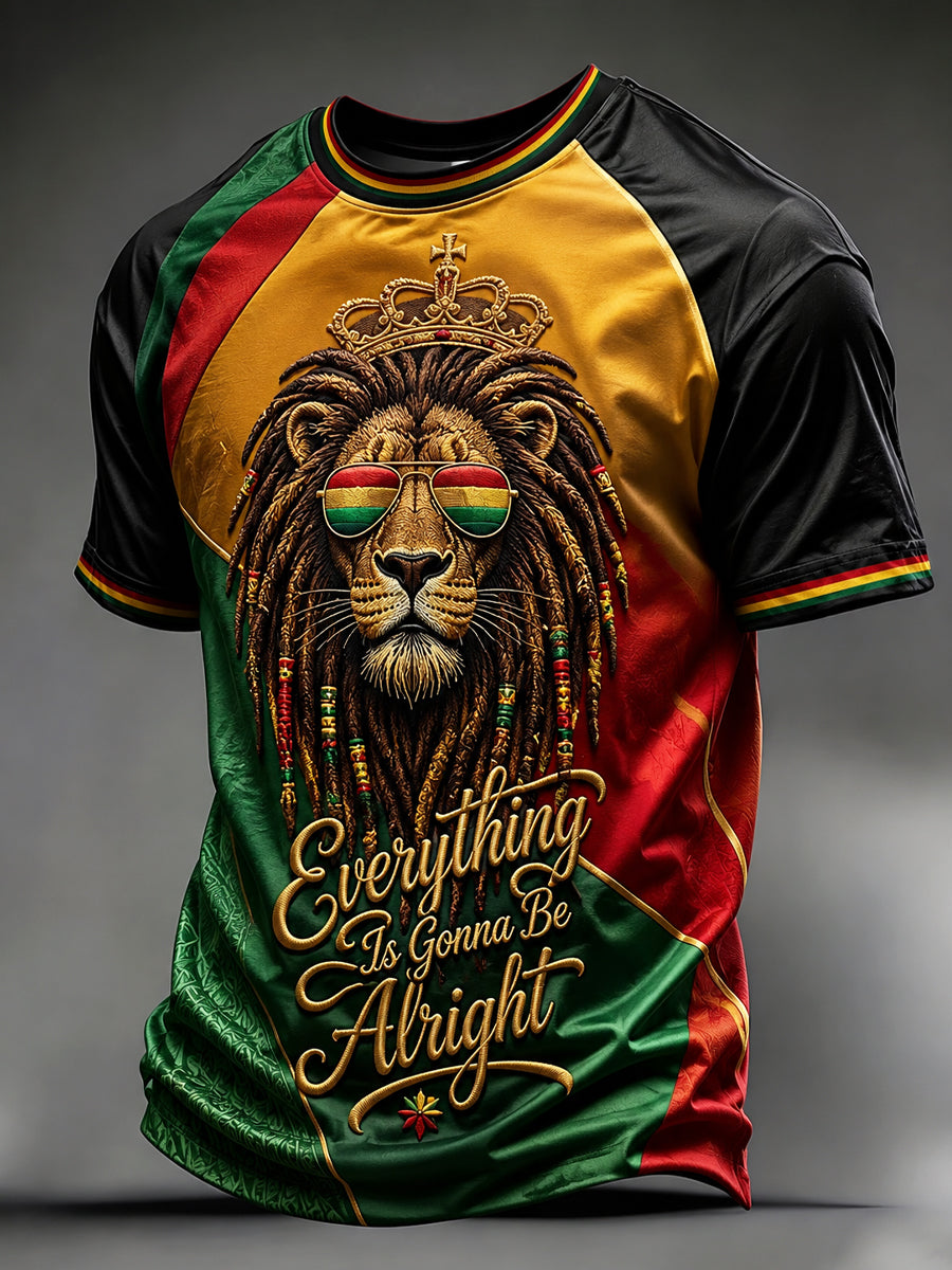 Retro Reggae Lion Patchwork Classic T-Shirt