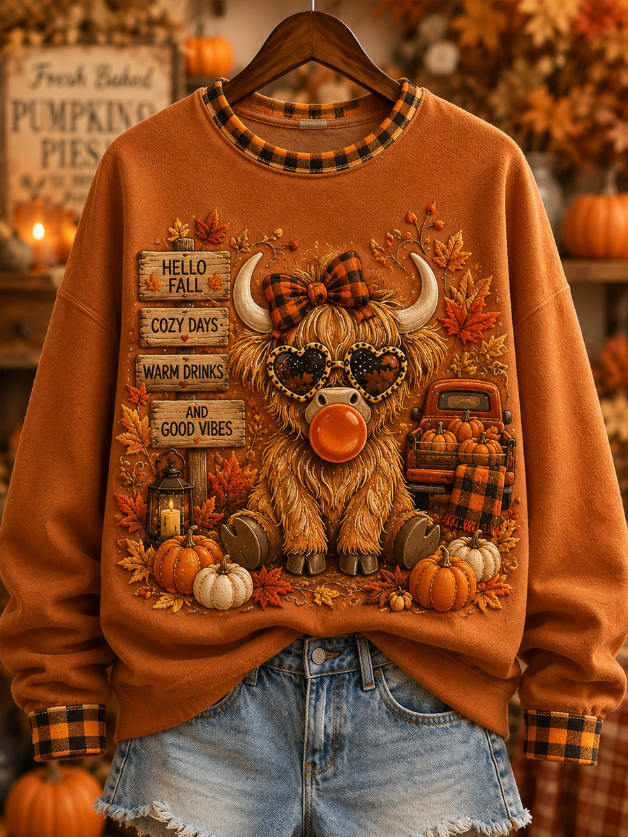 Women's Thanksgiving Pumpkin Maple Leaf Regular Sweatshirt
