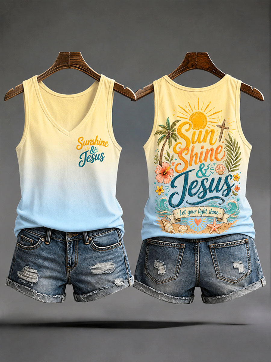Women's "Sunshine&Jesus" Resort-Style Casual Vests