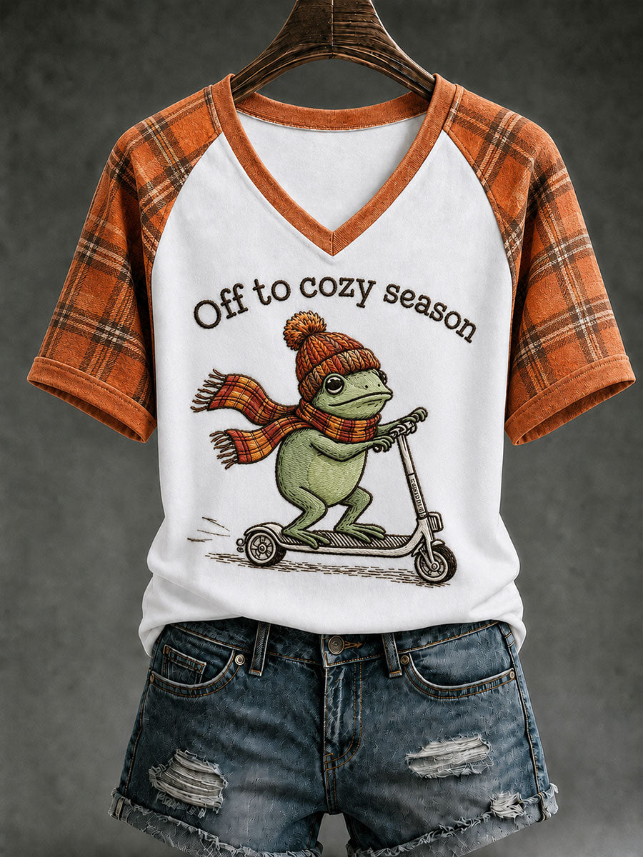 Women's Off To Cozy Season V-neck T-shirt