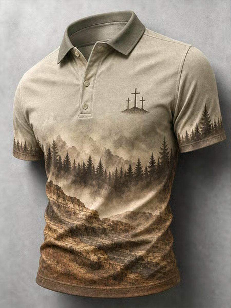 Men's Western-style Faith print polo shirt
