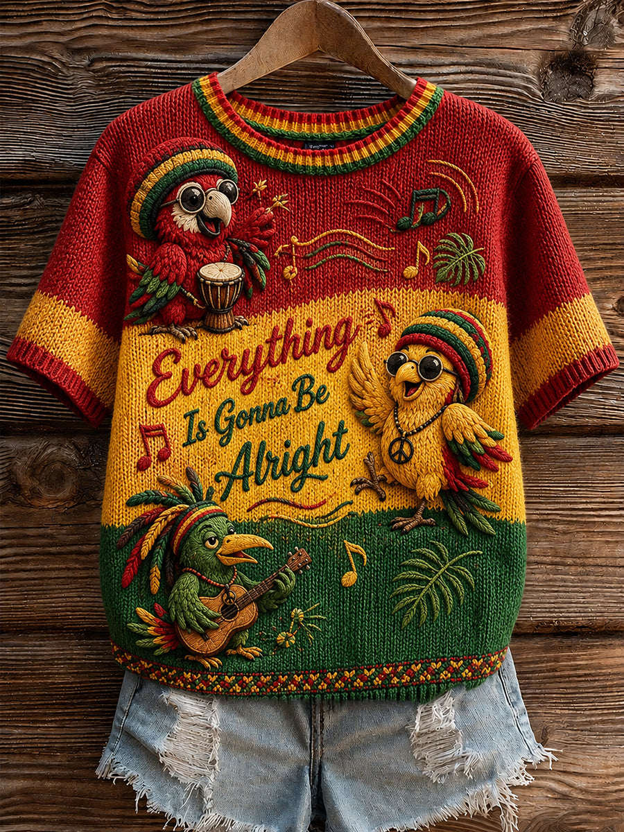 Retro Reggae-Style “Three Little Birds” Casual T-Shirt