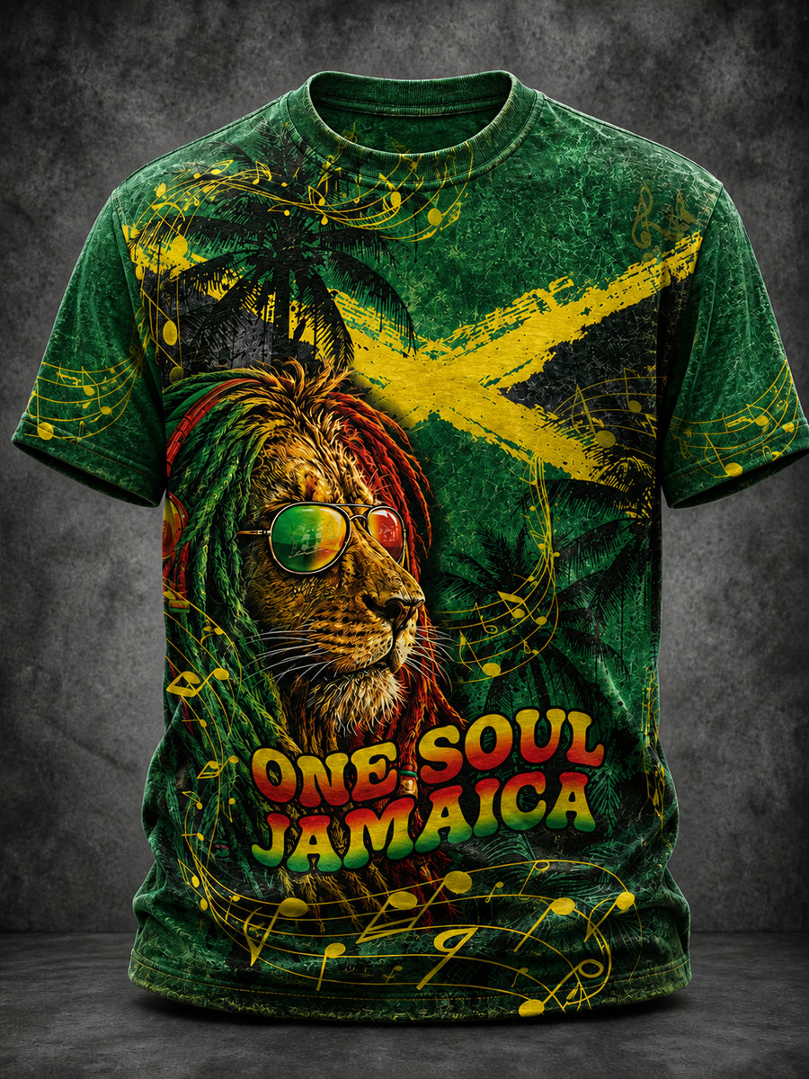 Jamaican Reggae Lion Rock-Style T-Shirt