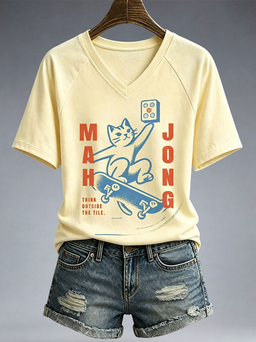 Women's Fun Cat Mahjong T-shirt