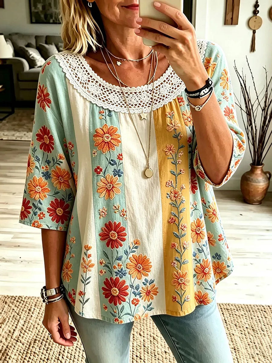 Women's Elegant Cotton-Linen Top