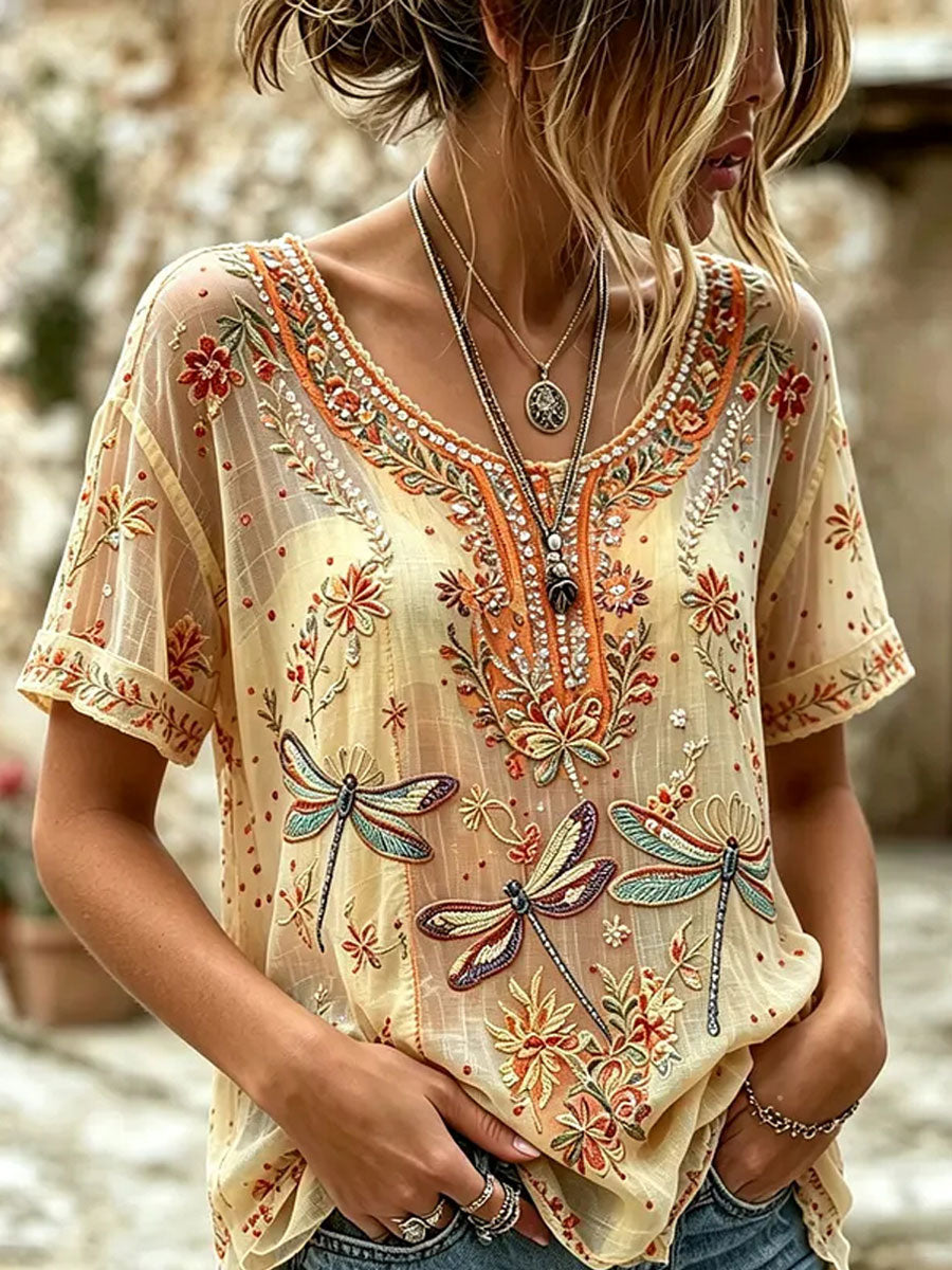 Women's Elegant Cotton-Linen Top
