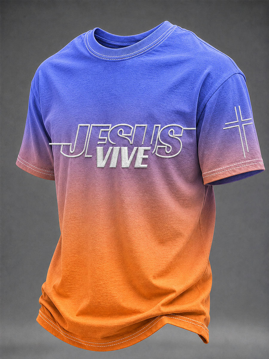 Men's “Jesus Vive”Christian Faith Printed Casual T-Shirt