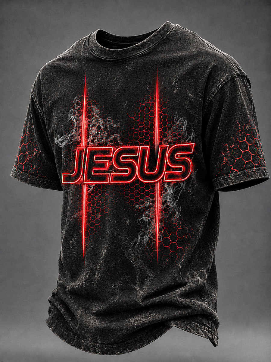 Men's "Jesus" Christian Faith Print Casual T-Shirt