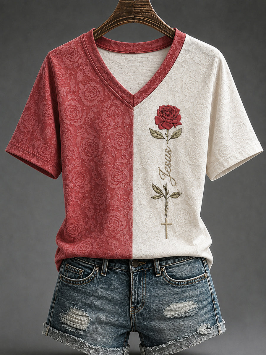 Women's Jesus print casual T-shirt