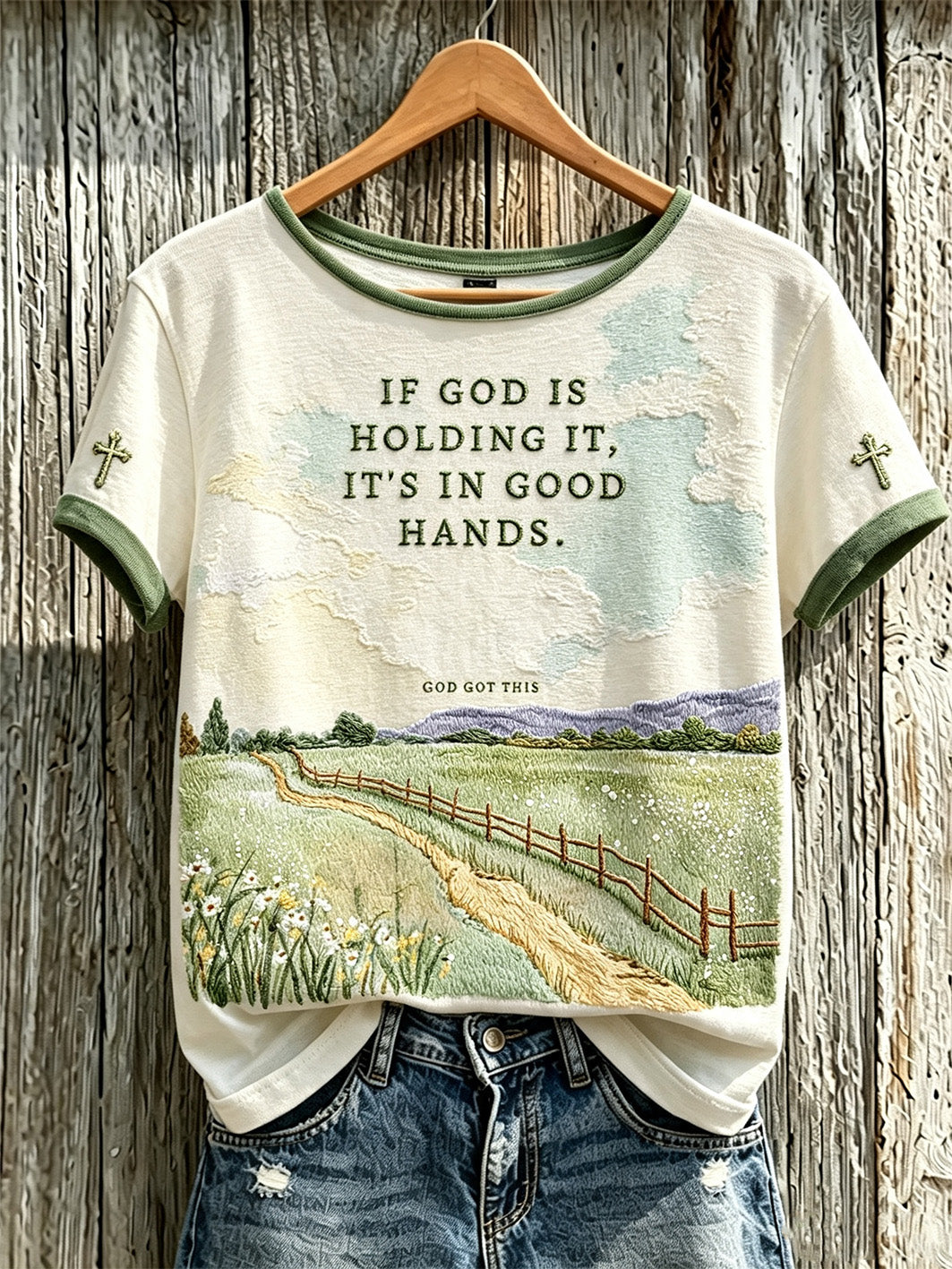 Women's Faith Theme Print Pattern Printed Leisure Round Neck T-shirt