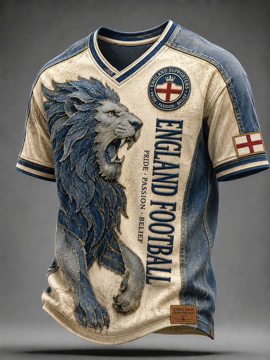 Retro England Football Fan Art Print Casual Jersey