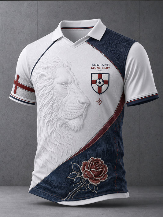 Retro England Football Fan Art Print Casual Jersey