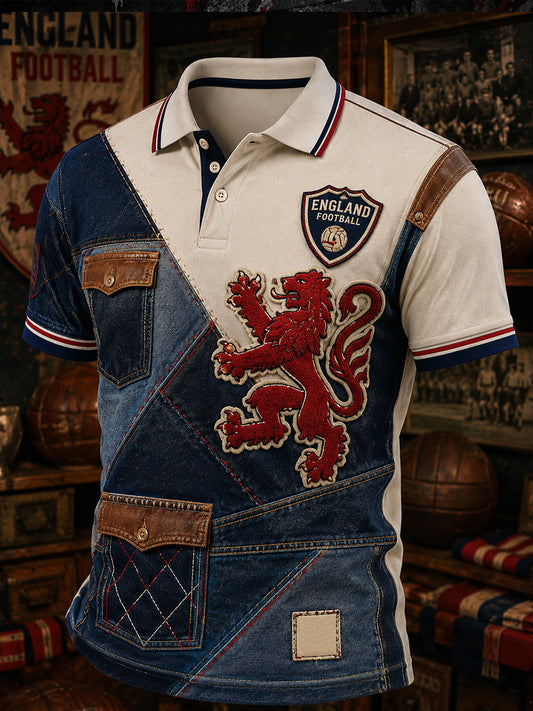 Retro England Football Fan Art Print Casual Jersey