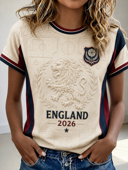 Retro England Football Fan Art Print Casual Jersey