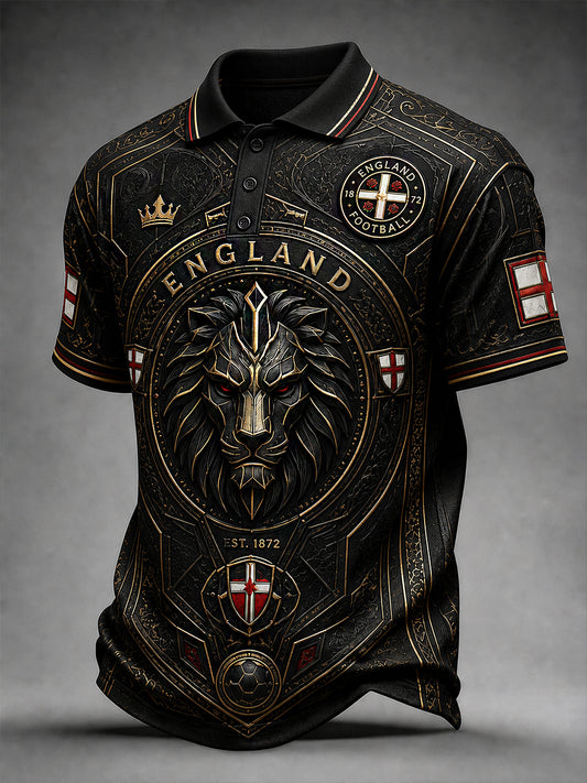Retro England Football Fan Art Print Casual Jersey