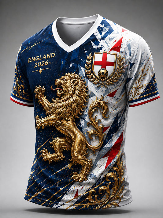 Retro England Football Fan Art Print Casual Jersey