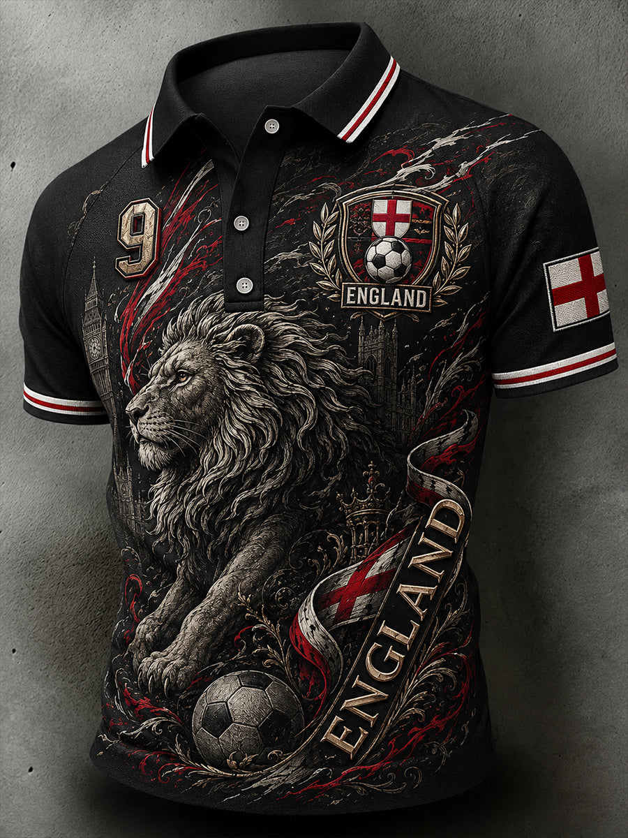 Retro England Football Fan Art Print Casual Jersey